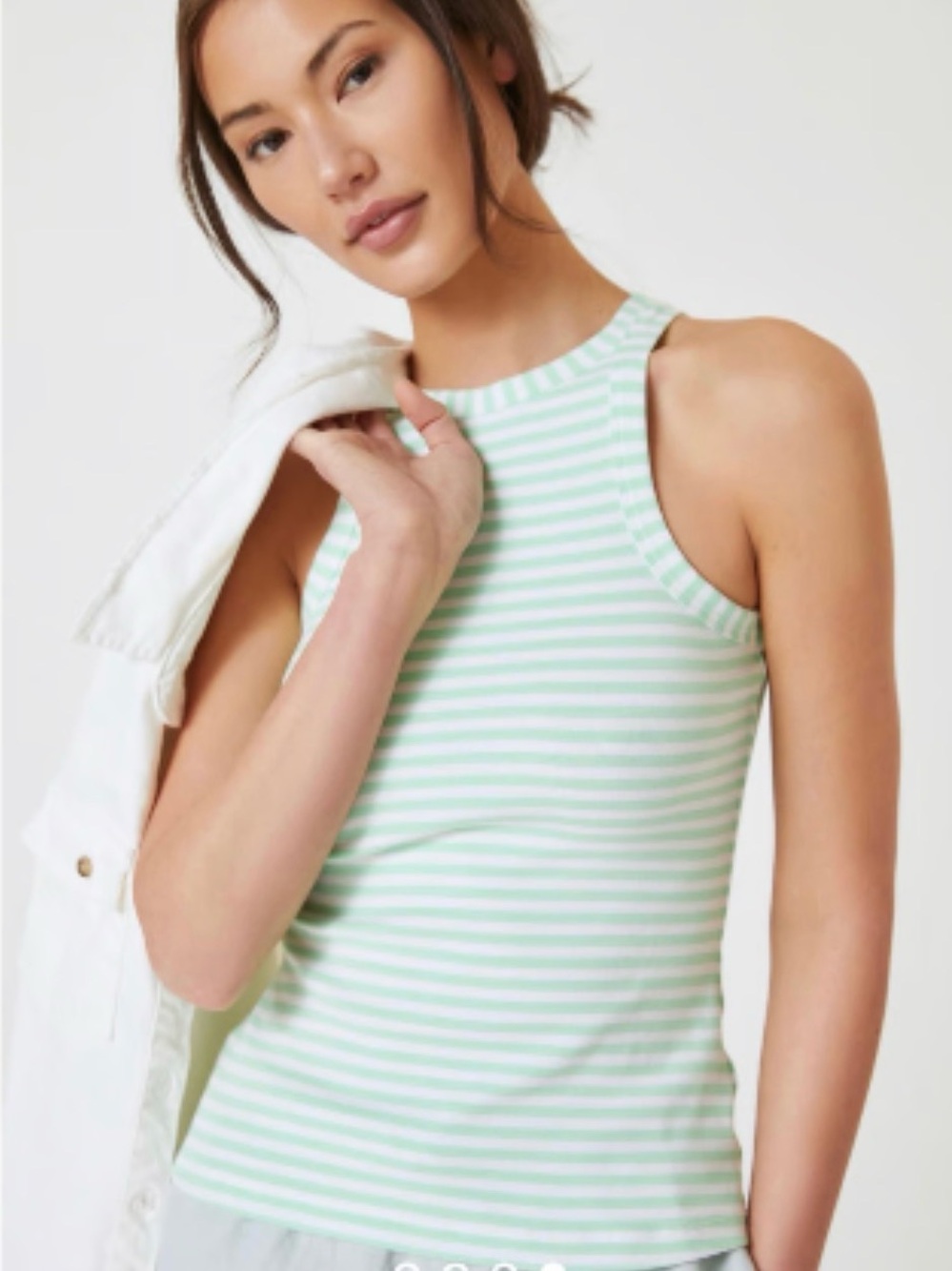 Maeve by Anthropologie Striped Mint and White Tank